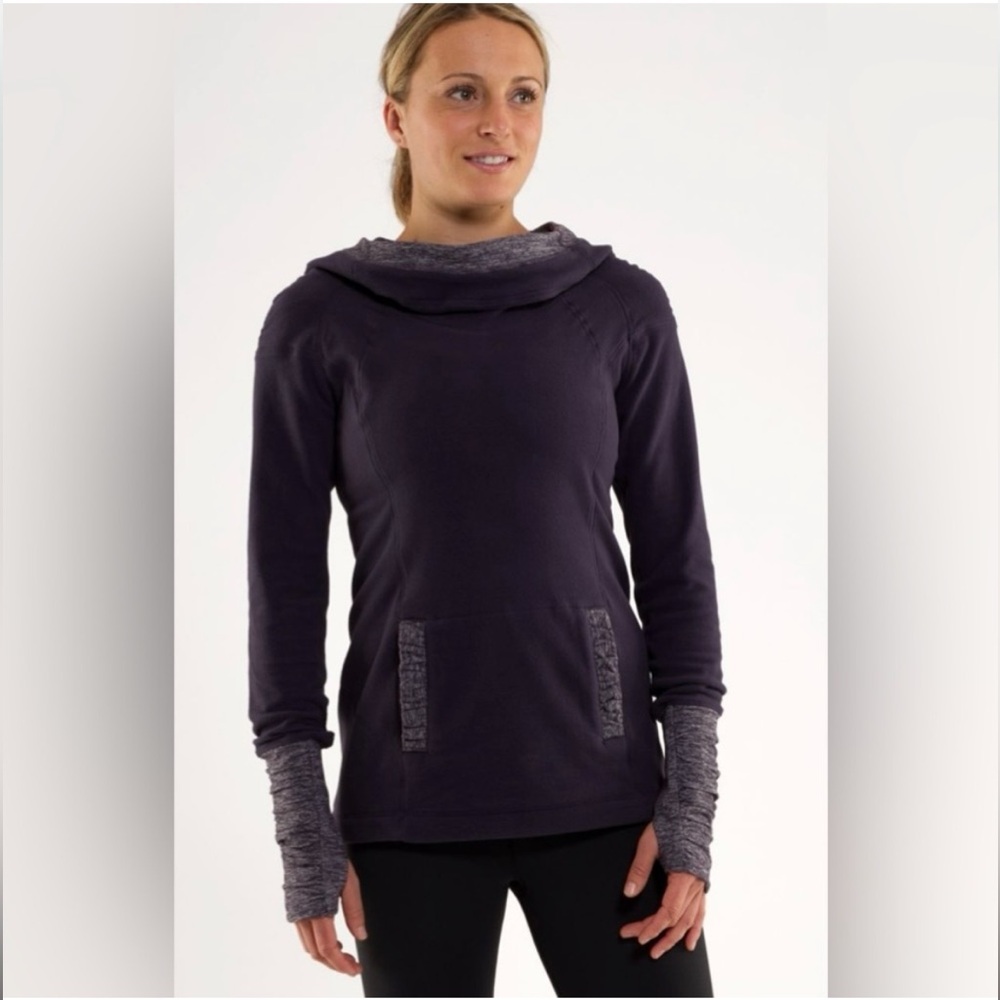Women's Dark Purple Layered Cowl Neck Pullover Top